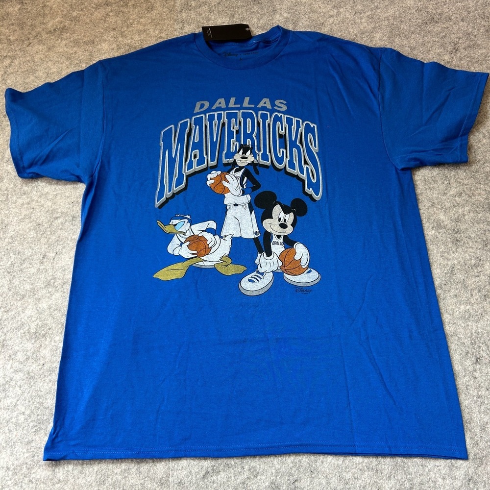 Disney Junk Food NBA Dallas Mavericks T Shirt Size Large Blue Mickey NWT